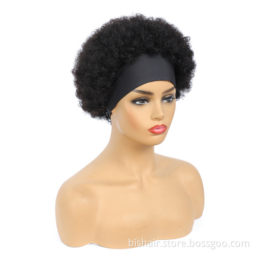 BIS Wholesale Short Afro Kinky Curly Headband Wigs For Black Women Brazilian Human Hair Wigs Glueless Full Machine Made Wig